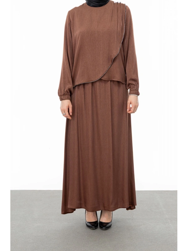 TAŞ BİYE DETAYLI ETEK TAKIM - TABA