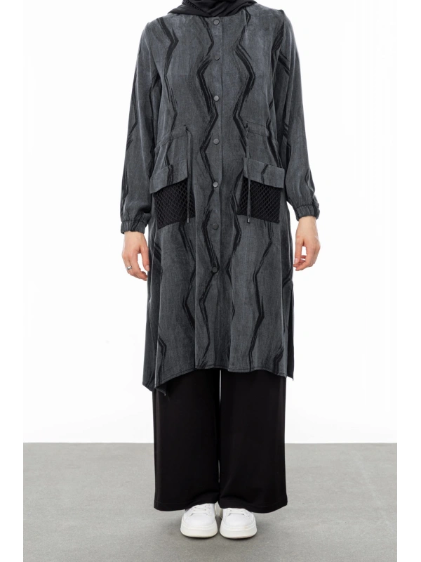 BEL BÜZGÜLÜ FİLE DETAYLI - SİYAH