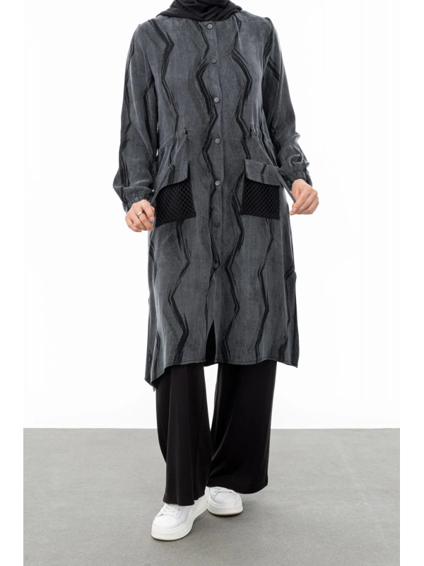 BEL BÜZGÜLÜ FİLE DETAYLI - SİYAH