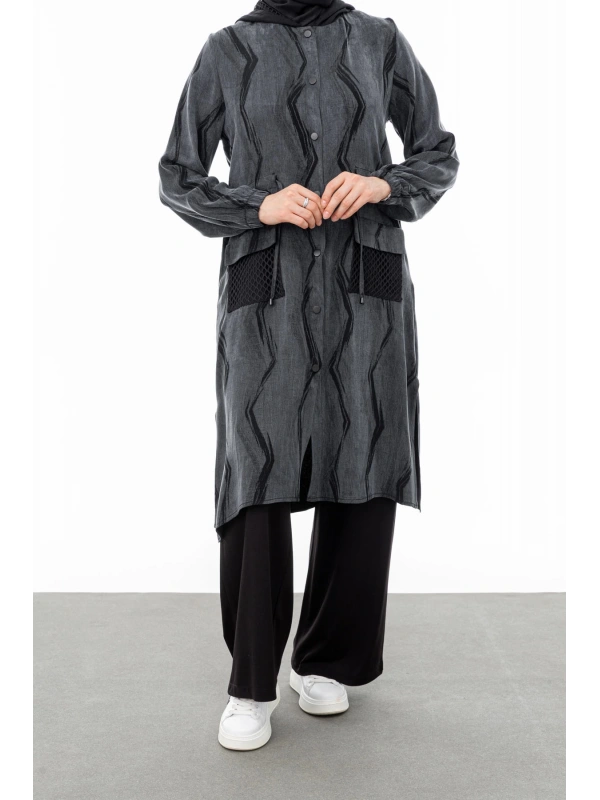 BEL BÜZGÜLÜ FİLE DETAYLI - SİYAH