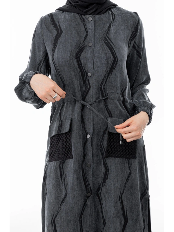 BEL BÜZGÜLÜ FİLE DETAYLI - SİYAH