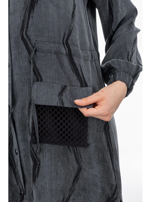 BEL BÜZGÜLÜ FİLE DETAYLI - SİYAH