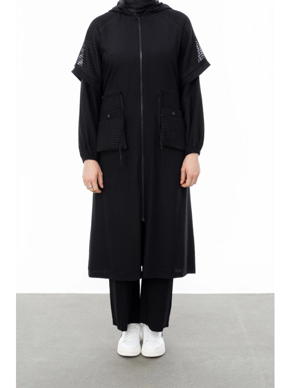 REGLAN KOL FİLE DETAYLI GİYÇIK - SİYAH