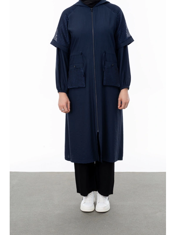 REGLAN KOL FİLE DETAYLI GİYÇIK - LACİVERT