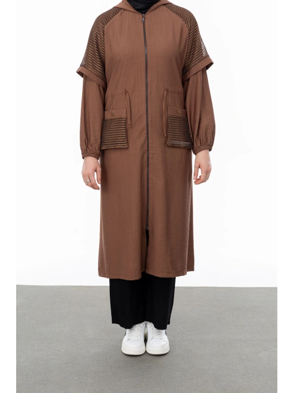 REGLAN KOL FİLE DETAYLI GİYÇIK - KAHVE