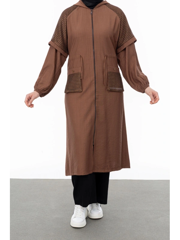 REGLAN KOL FİLE DETAYLI GİYÇIK - KAHVE