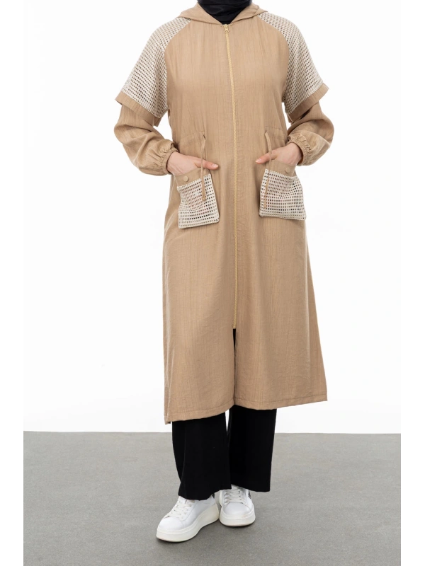 REGLAN KOL FİLE DETAYLI GİYÇIK - CAMEL