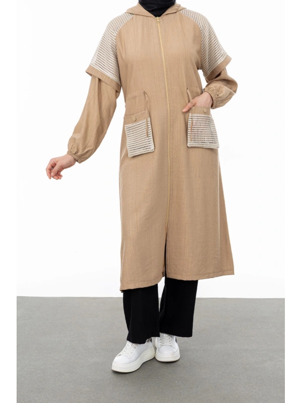 REGLAN KOL FİLE DETAYLI GİYÇIK - CAMEL