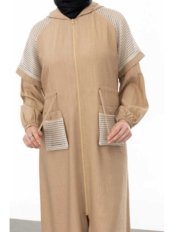 REGLAN KOL FİLE DETAYLI GİYÇIK - CAMEL