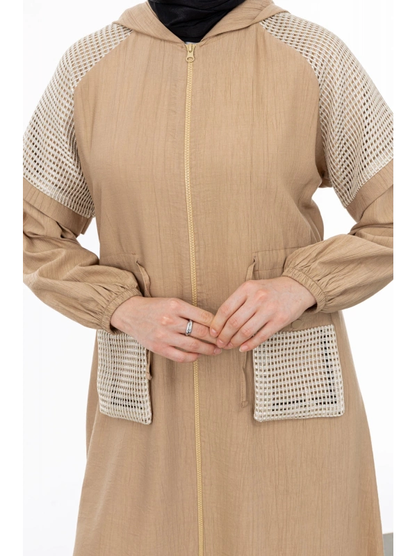 REGLAN KOL FİLE DETAYLI GİYÇIK - CAMEL