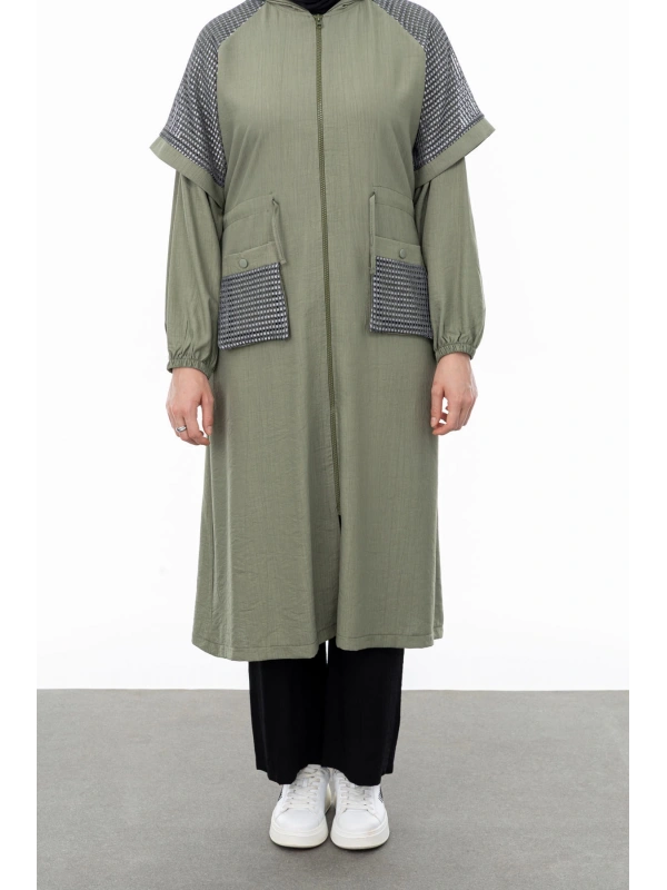 REGLAN KOL FİLE DETAYLI GİYÇIK - KOYU HAKİ