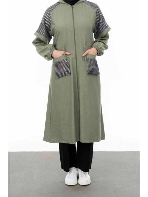 REGLAN KOL FİLE DETAYLI GİYÇIK - KOYU HAKİ