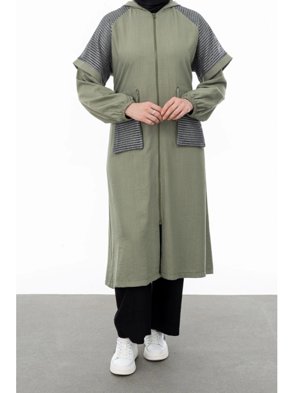 REGLAN KOL FİLE DETAYLI GİYÇIK - KOYU HAKİ