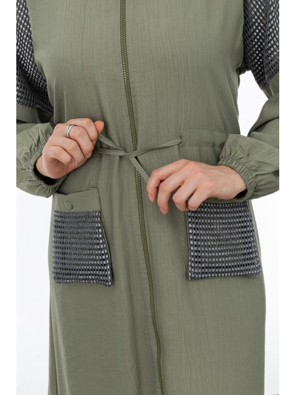 REGLAN KOL FİLE DETAYLI GİYÇIK - KOYU HAKİ