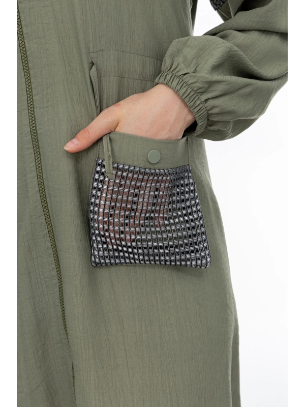 REGLAN KOL FİLE DETAYLI GİYÇIK - KOYU HAKİ