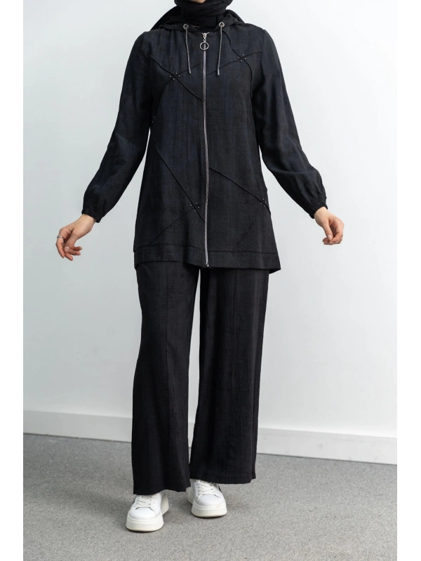 LETAFET 5027 CEKETLİ PANT. TAKIM - SİYAH