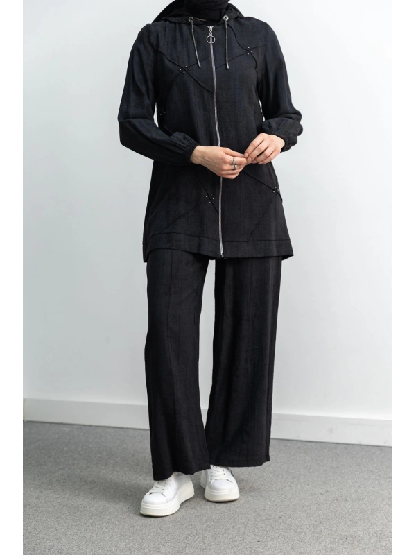 LETAFET 5027 CEKETLİ PANT. TAKIM - SİYAH