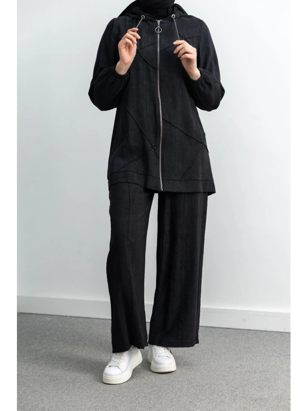 LETAFET 5027 CEKETLİ PANT. TAKIM - SİYAH