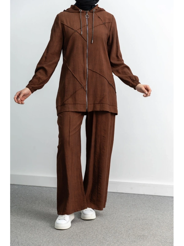 LETAFET 5027 CEKETLİ PANT. TAKIM - KAHVE