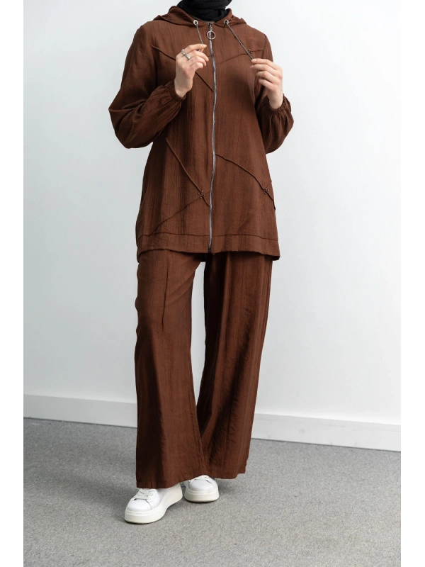 LETAFET 5027 CEKETLİ PANT. TAKIM - KAHVE