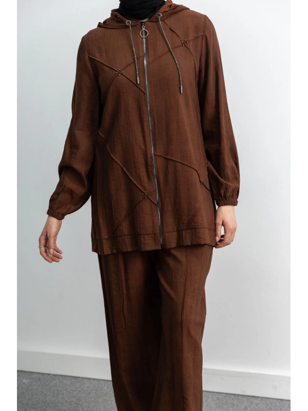 LETAFET 5027 CEKETLİ PANT. TAKIM - KAHVE