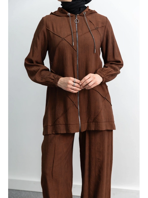 LETAFET 5027 CEKETLİ PANT. TAKIM - KAHVE