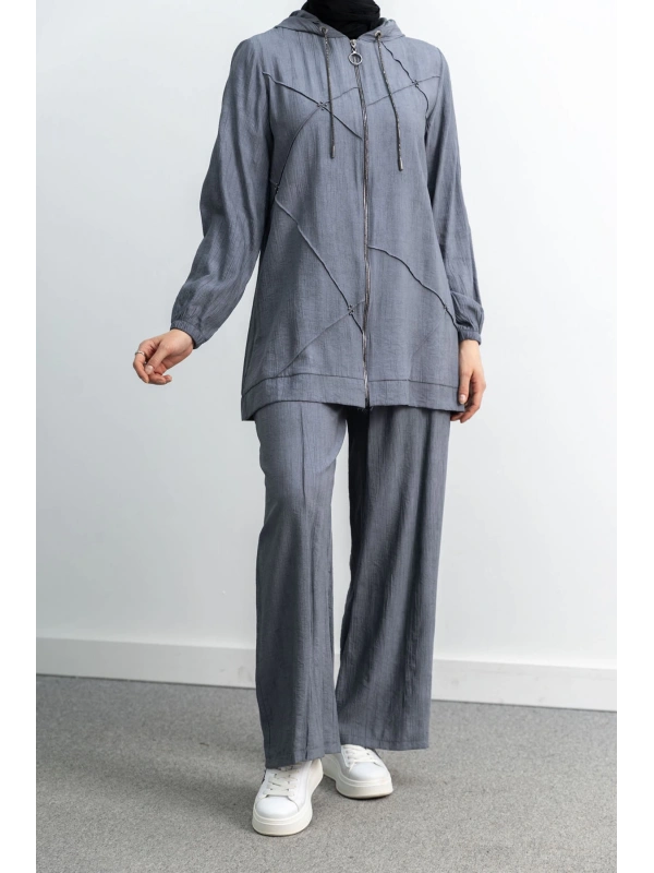 LETAFET 5027 CEKETLİ PANT. TAKIM - GRİ