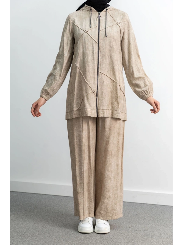 LETAFET 5027 CEKETLİ PANT. TAKIM - BEJ