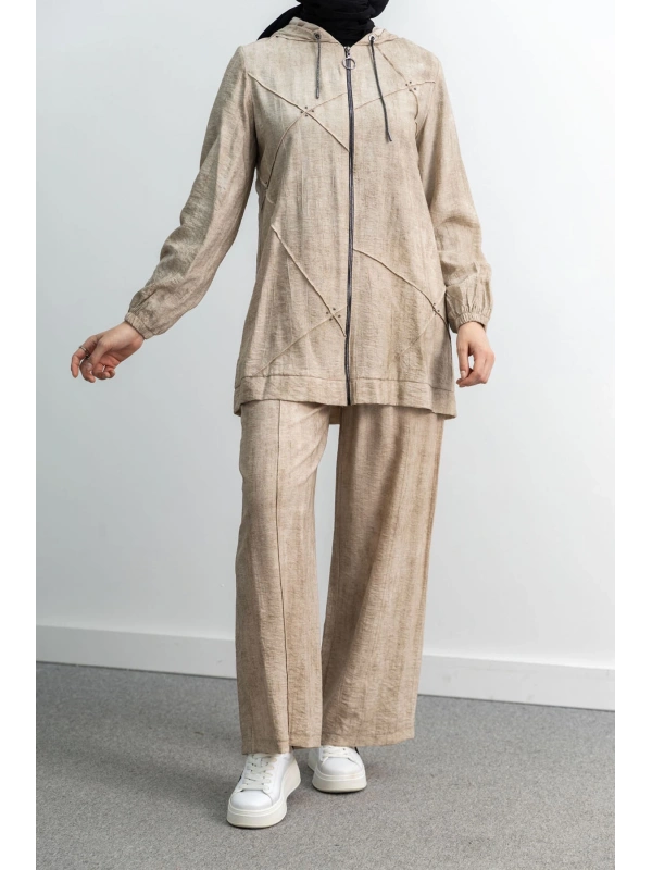 LETAFET 5027 CEKETLİ PANT. TAKIM - BEJ