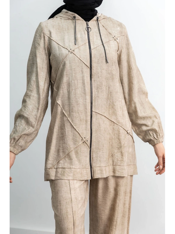 LETAFET 5027 CEKETLİ PANT. TAKIM - BEJ