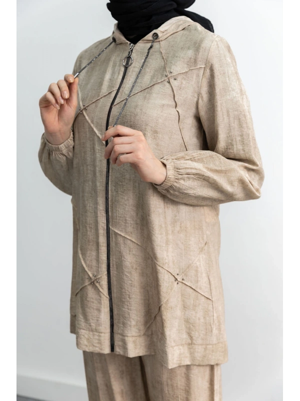 LETAFET 5027 CEKETLİ PANT. TAKIM - BEJ