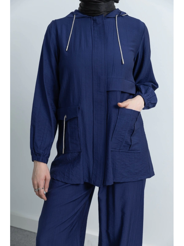 Letafet Cep Detaylı Pantolonlu Takım - LACİVERT