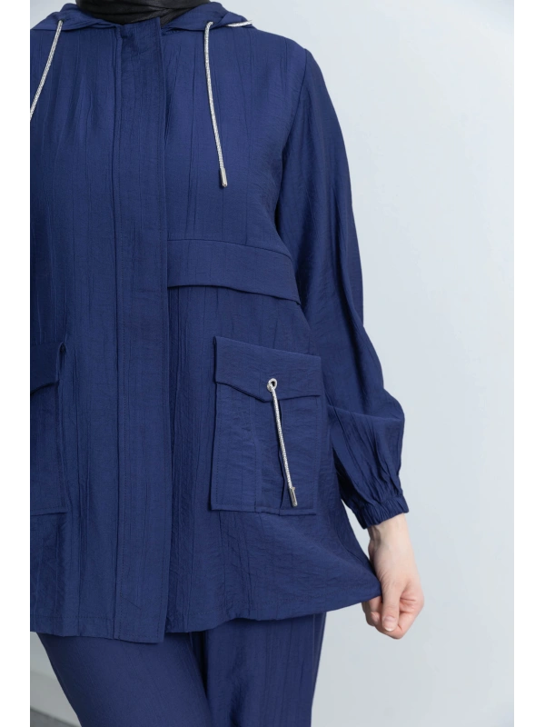 Letafet Cep Detaylı Pantolonlu Takım - LACİVERT