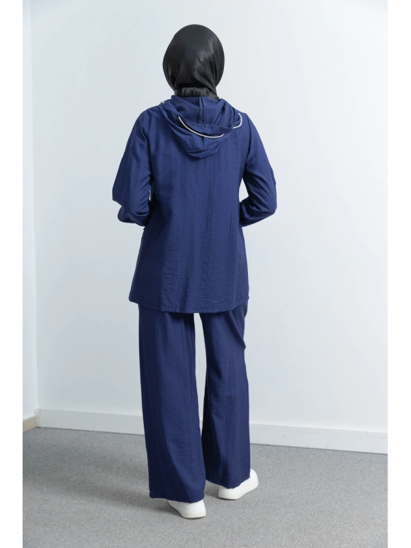 Letafet Cep Detaylı Pantolonlu Takım - LACİVERT