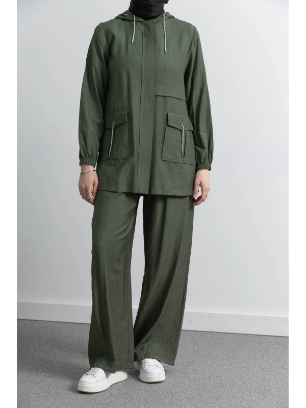 Letafet Cep Detaylı Pantolonlu Takım - HAKİ