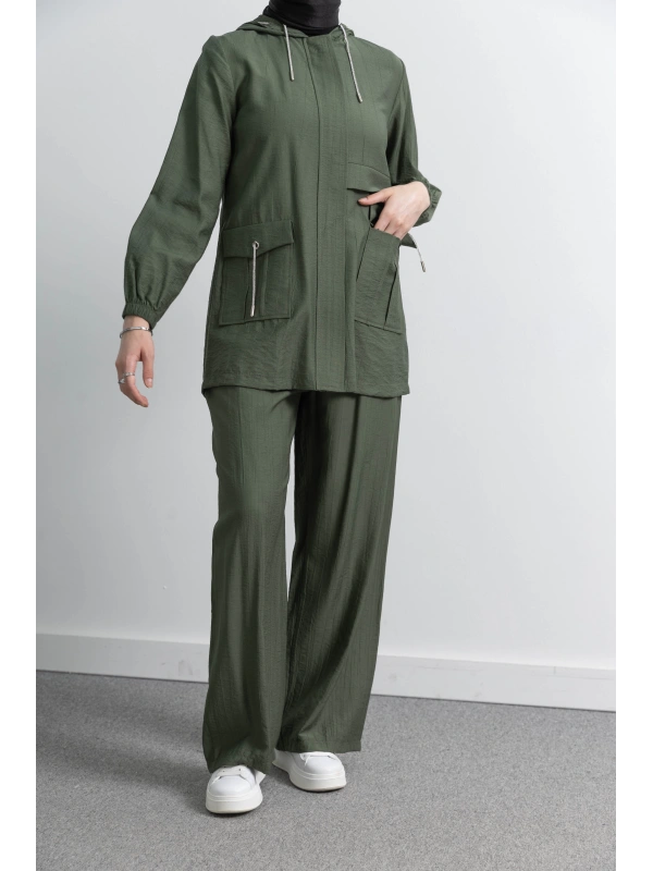 Letafet Cep Detaylı Pantolonlu Takım - HAKİ