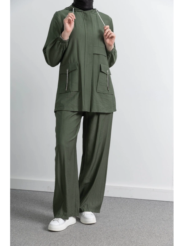 Letafet Cep Detaylı Pantolonlu Takım - HAKİ
