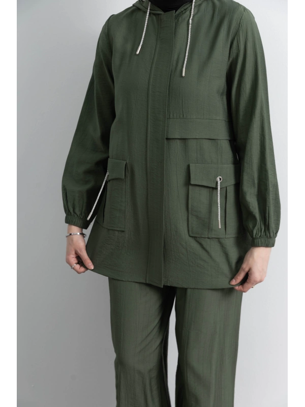 Letafet Cep Detaylı Pantolonlu Takım - HAKİ