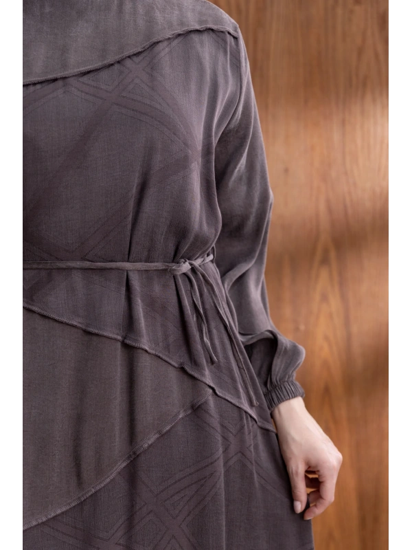 ASİMETRİK KESİM ELBİSE - KAHVE