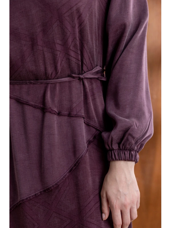 ASİMETRİK KESİM ELBİSE - MÜRDÜM