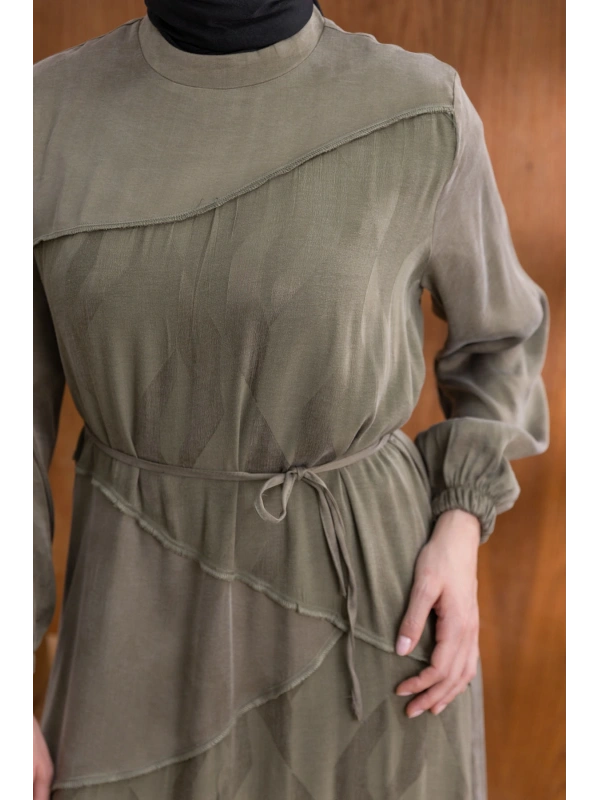 ASİMETRİK KESİM ELBİSE - HAKİ