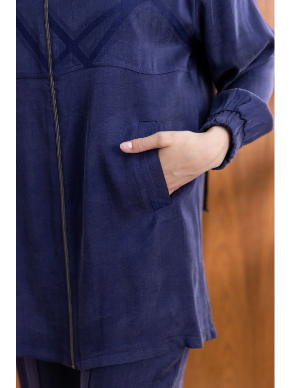 CEP KAPAKLI ÖNÜ FERMUARLI PANTOLONLU TAKIM - LACİVERT