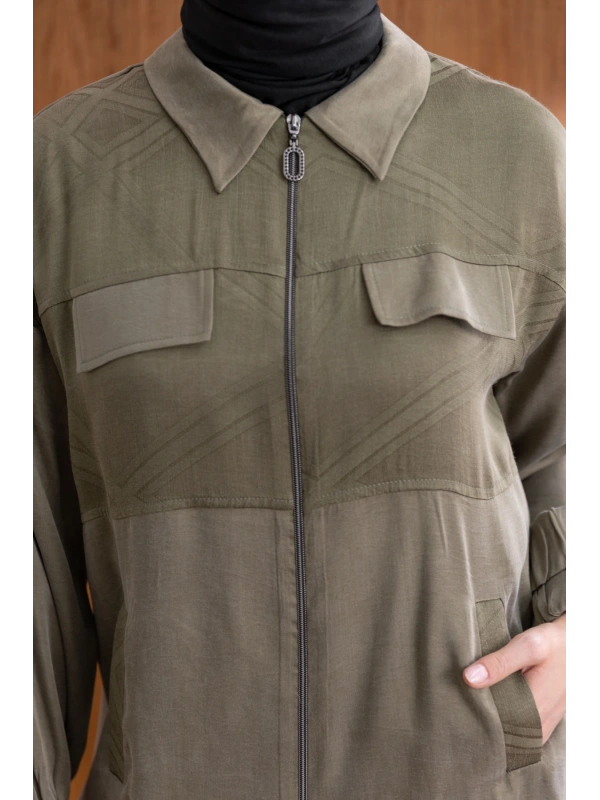 CEP KAPAKLI ÖNÜ FERMUARLI PANTOLONLU TAKIM - HAKİ