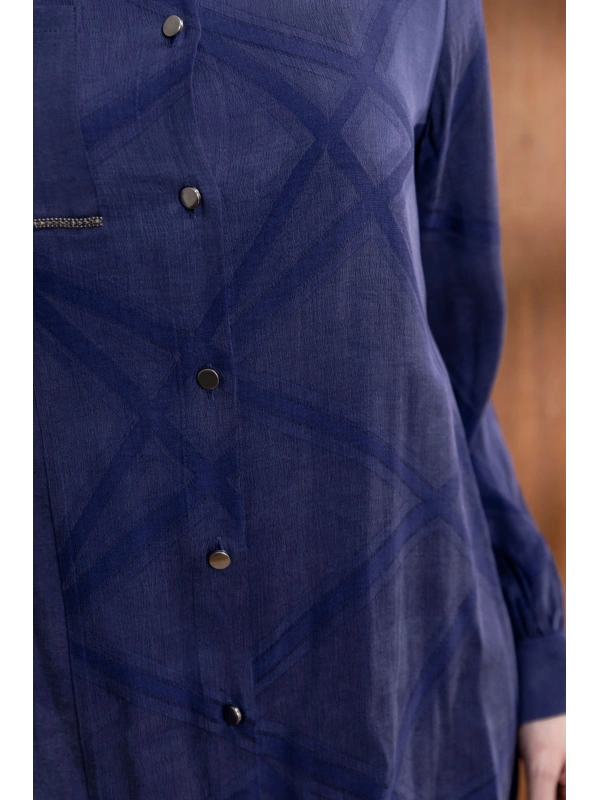 CEBİ TAŞ DETAYLI ÖNÜ DÜĞMELİ PANTOLONLU TAKIM - LACİVERT