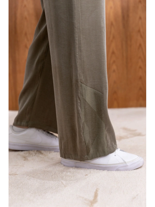 CEBİ TAŞ DETAYLI ÖNÜ DÜĞMELİ PANTOLONLU TAKIM - HAKİ