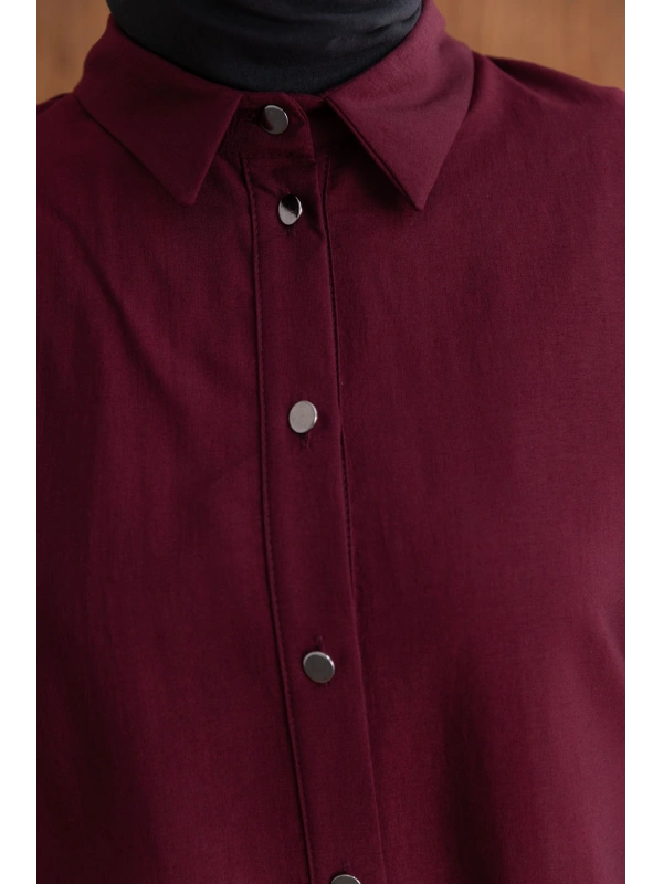 FIRFIR DETAYLI GÖMLEK YAKA ETEKLİ TAKIM - BORDO