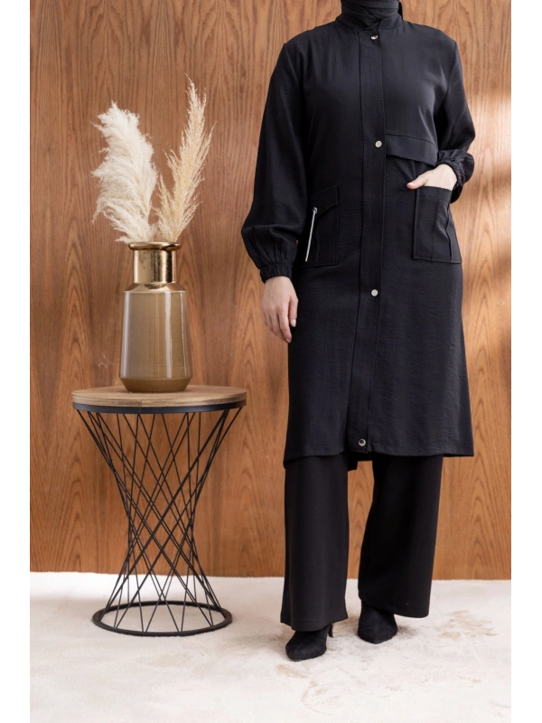 TORBA CEPLİ ALLERLİ PAT İÇİ FERMUARLI GİYÇIK - SİYAH