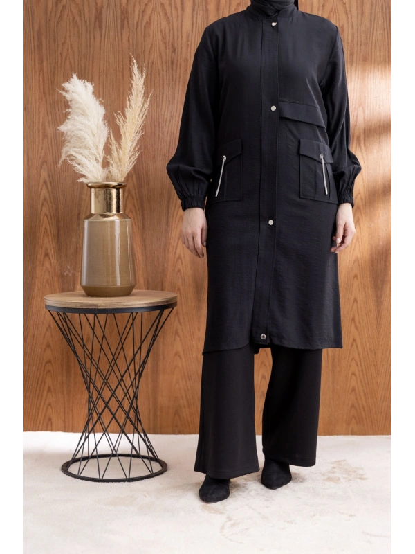 TORBA CEPLİ ALLERLİ PAT İÇİ FERMUARLI GİYÇIK - SİYAH