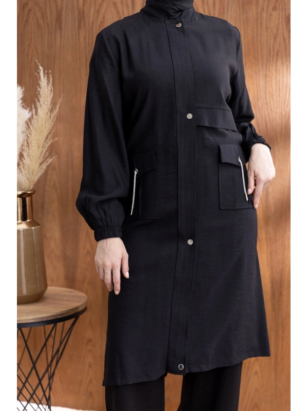 TORBA CEPLİ ALLERLİ PAT İÇİ FERMUARLI GİYÇIK - SİYAH