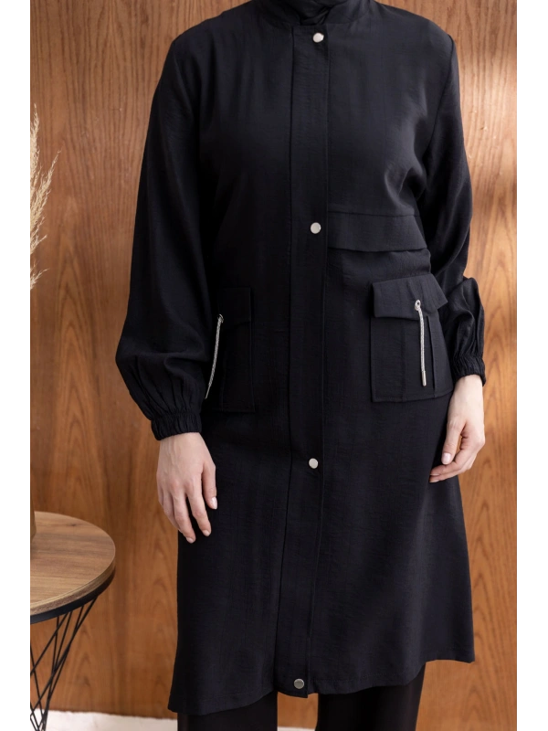 TORBA CEPLİ ALLERLİ PAT İÇİ FERMUARLI GİYÇIK - SİYAH